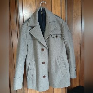 Hugo Boss Men's Gray Wool Blend Peacoat